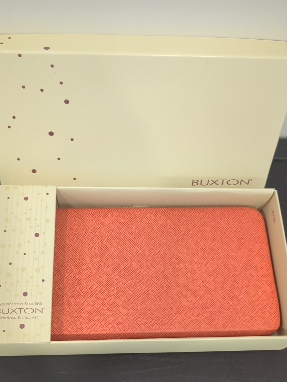 Buxton Orange Zip-Around Leather Wallet New In Box